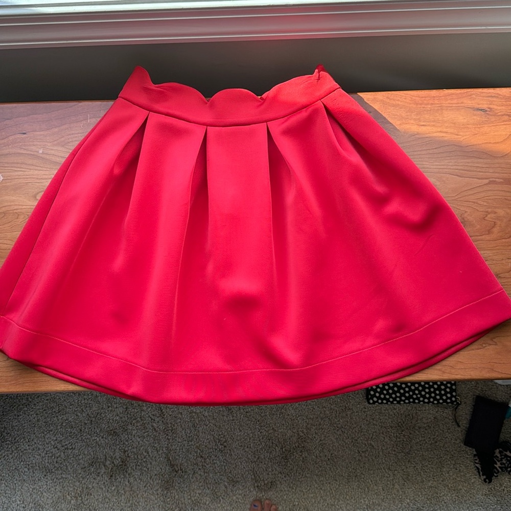 High waisted red skirt